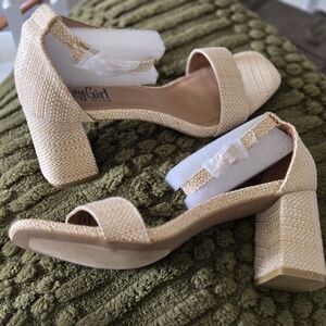 Corkys Tan Block Heel Sandals